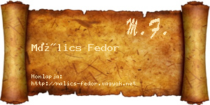Málics Fedor névjegykártya